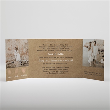 Hochzeitseinladung herzabdruck - doppelklapp - Vue 2