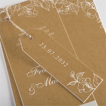 Hochzeitseinladung weiße blüten - dreiteilig - Vue 2