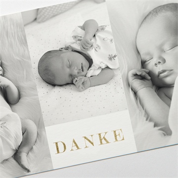 Dankeskarte Geburt initial im patchwork - gold - Vue 3