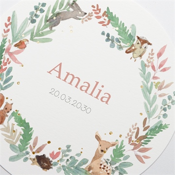 Geburtskarte tanz der waldtiere - gold - Vue 3