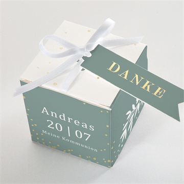 Geschenkbox Kommunion smaragdprägung - gold - Vue 4