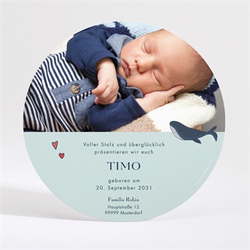 Geburtskarte mein kleiner walfisch - rund - Vue 2