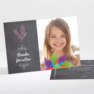 Dankeskarte Kommunion weizenähren rosa