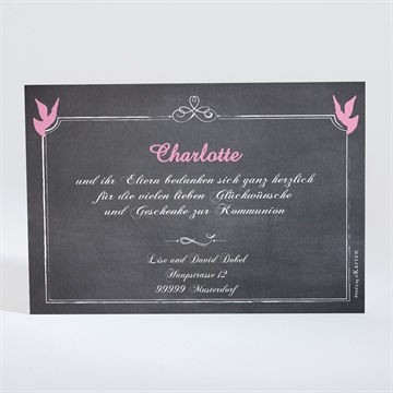 Dankeskarte Kommunion weizenähren rosa - Vue 2