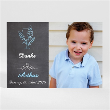 Dankeskarte Kommunion weizenähren blau - magnet