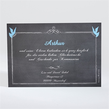 Dankeskarte Kommunion weizenähren blau - Vue 2