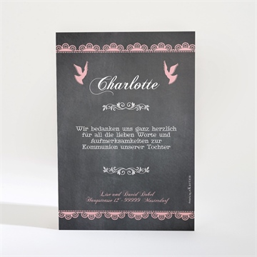 Dankeskarte Kommunion rosa taube - Vue 2