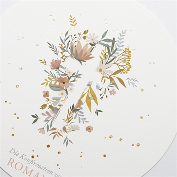 Einladung Konfirmation frühlingsfeier - gold - Vue 3