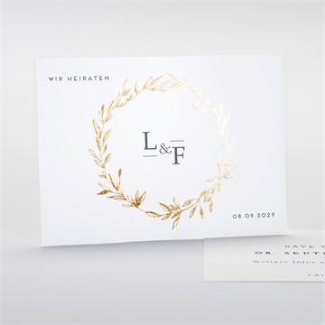 Save the Date Karte goldkranz, gold