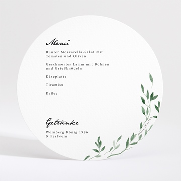 Menükarte Hochzeit unter dem olivenbaum - rund - Vue 2