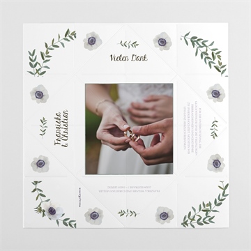 Dankeskarte Hochzeit zarte blüte - origami - Vue 4