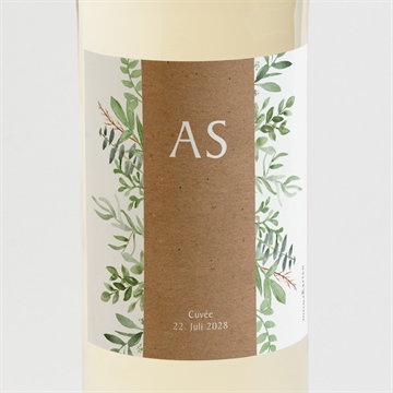 Flaschenetikett Hochzeit zierliches laub