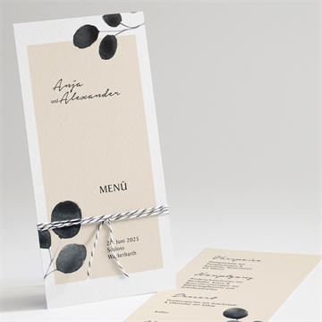 Menükarte Hochzeit aquarell in schwarz