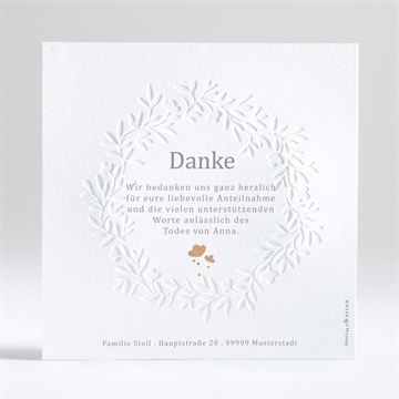 Trauerdanksagung kraftprägung - prägung - vue 3