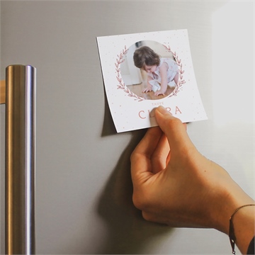 Einladung Taufe blätterranke rosa magnet - Vue 2