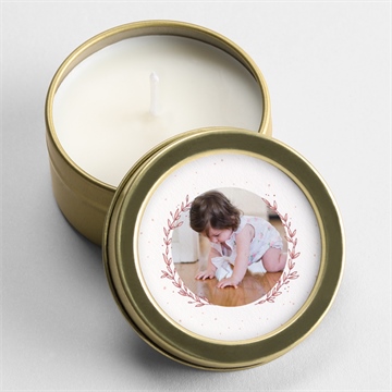 Kerze Taufe blätterranke rosa