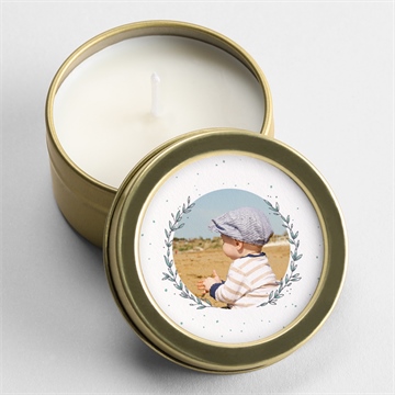 Kerze Taufe blätterranke grün