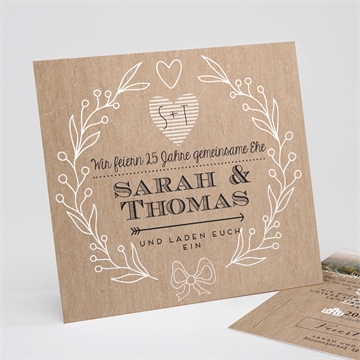 Einladung Hochzeitsjubiläum ornamente und kraftpapier 25