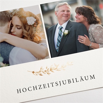 Einladung Hochzeitsjubiläum goldener blätterzweig - vue 3