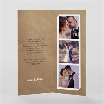 Dankeskarte Hochzeit herzabdruck - fotostreifen - vue 2