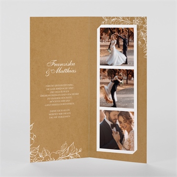 Dankeskarte Hochzeit weiße blüten - fotostreifen - vue 2