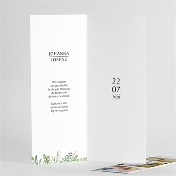 Dankeskarte Hochzeit blätterschmuck - fotostreifen - vue 3