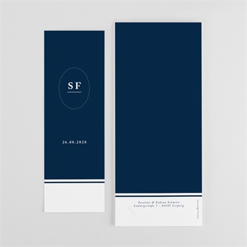 Dankeskarte Hochzeit schick in blau - fotostreifen - vue 4