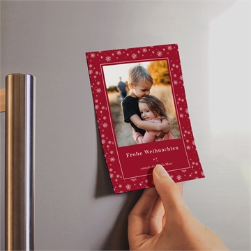 Weihnachtskarte rote schneeflocken - magnet - vue 2