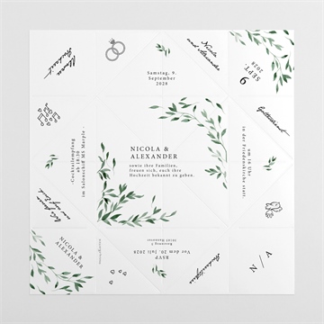 Hochzeitseinladung unter dem olivenbaum - origami - vue 4