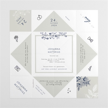 Hochzeitseinladung blühender zweig - origami - vue 4