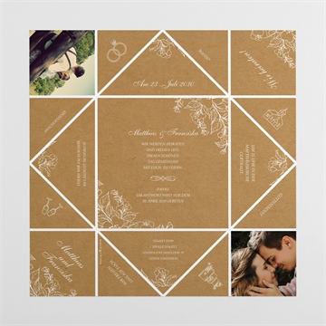 Hochzeitseinladung weiße blüten - origami - vue 4