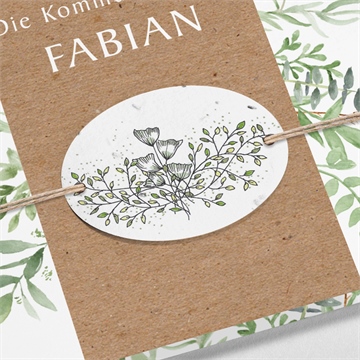 Einladung Kommunion pflanzenillustration -saatpap. - vue 2
