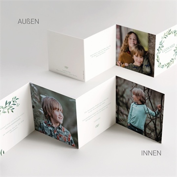 Einladung Kommunion blätter und vergoldung-kordel - vue 4