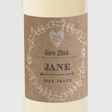 Flaschenetikett Taufe taufe in kraftpapier