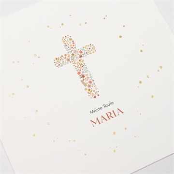 Einladung Taufe blumenmosaik - gold - vue 3