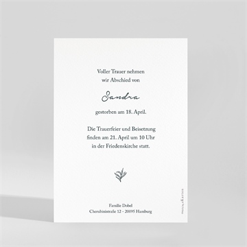 Trauerkarte stille hommage - vue 2