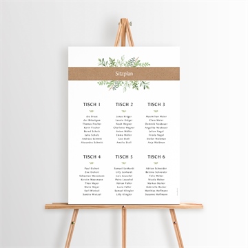 Sitzplan Hochzeit blätterschmuck