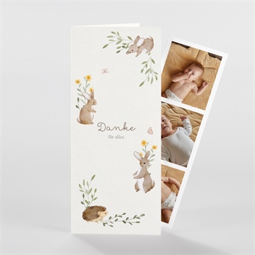 Dankeskarte Geburt feldhasen