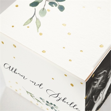 Geschenkbox Hochzeit fliegende blätter - gold - vue 2