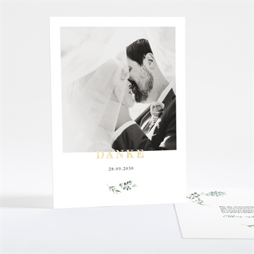 Dankeskarte Hochzeit fliegende blätter - gold