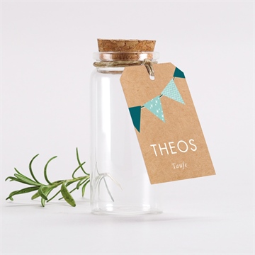 Glasfläschchen mit Korken Taufe blaue girlande