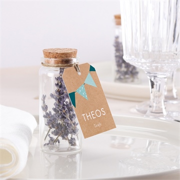 Glasfläschchen mit Korken Taufe blaue girlande - vue 2