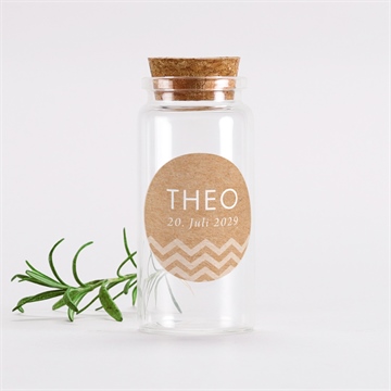 Glasfläschchen mit Korken Taufe blaue girlande - sticker