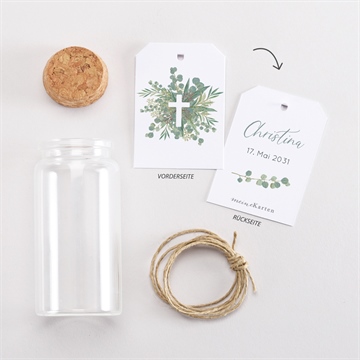 Glasfläschchen mit Korken Taufe graziös - vue 3