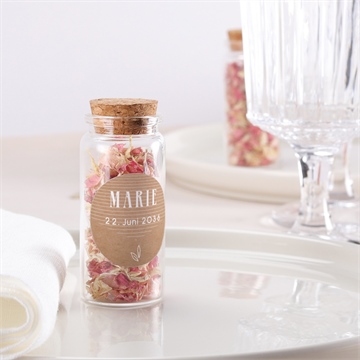 Glasfläschchen mit Korken Taufe foto auf kraftpapier - sticker - vue 2