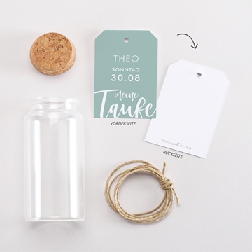 Glasfläschchen mit Korken Taufe silbernes kreuz - vue 3