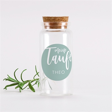 Glasfläschchen mit Korken Taufe silbernes kreuz - sticker