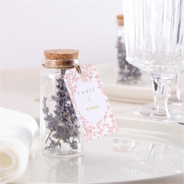 Glasfläschchen mit Korken Taufe vintage natur - vue 2