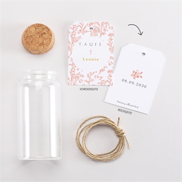 Glasfläschchen mit Korken Taufe vintage natur - vue 3