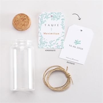 Glasfläschchen mit Korken Taufe vintage vogel - vue 3